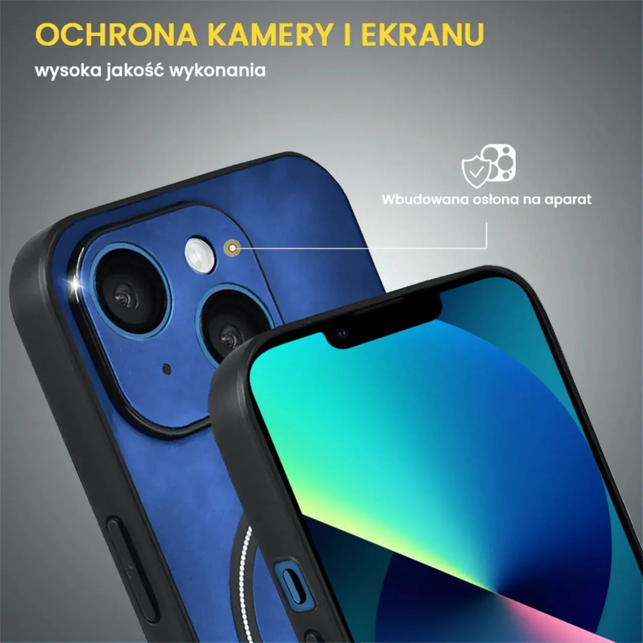 Etui do iPhone 13 Alcantara Magsafe Cover, przyjemne w dotyku, niebieskie