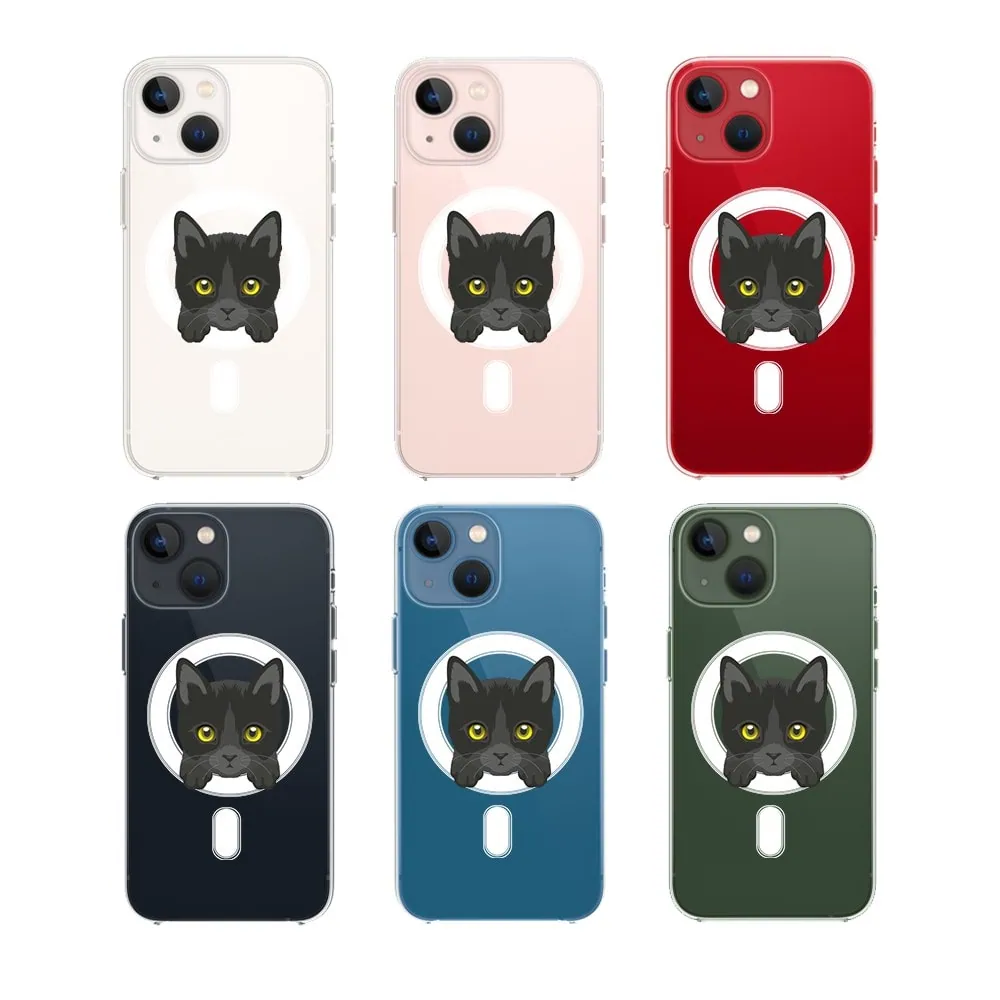 Etui do iPhone 13 Mini, twardy tył, kot bombajski, przeźroczyste