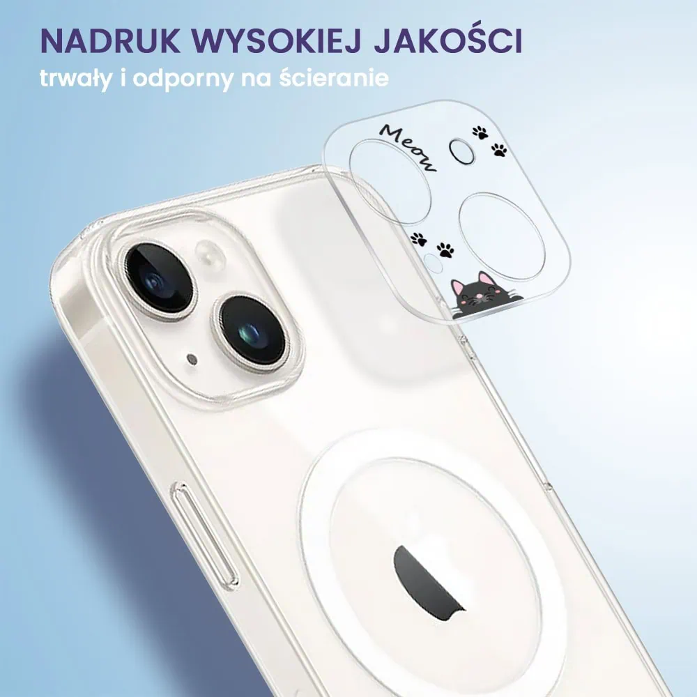 iPhone 15 pełne szkło hartowane na cały aparat, kamerę, czarny kotek