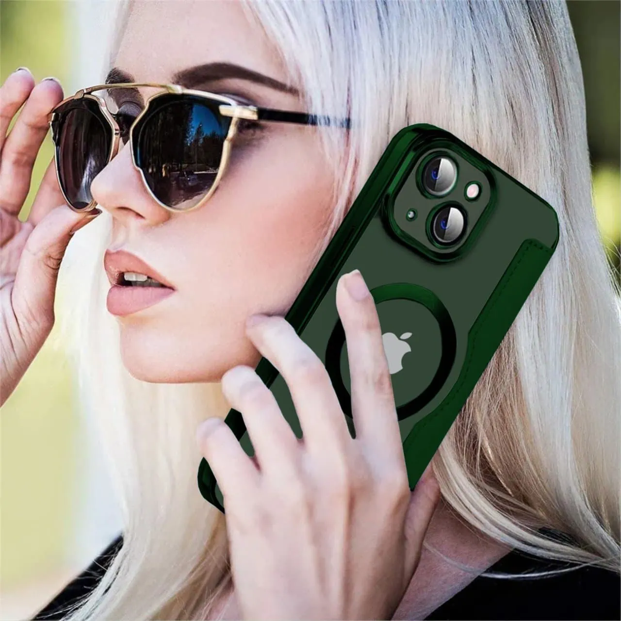 Etui do iPhone 13 typu książka Book Magsafe Lens Protect, z klapką, zielone