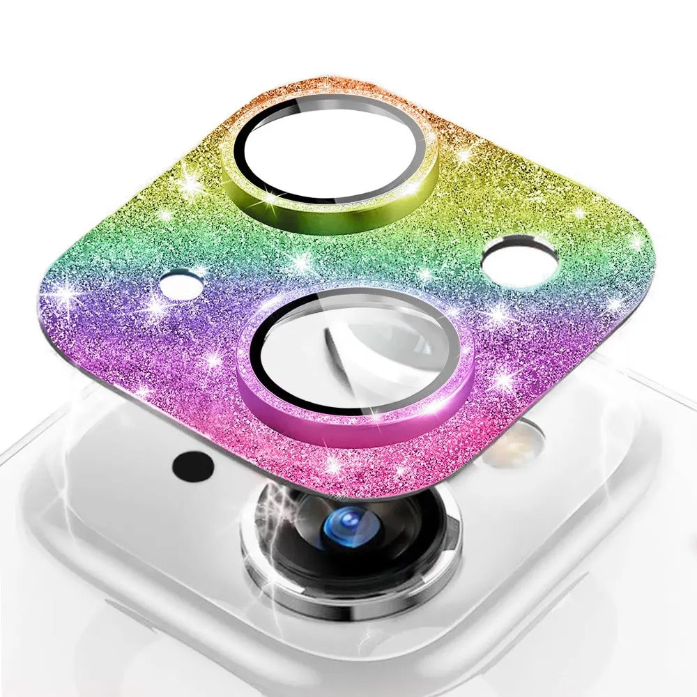 iPhone 14 Plus metalowa osłona na cały aparat, wbudowane szkła 9H, błyszczący kameleon