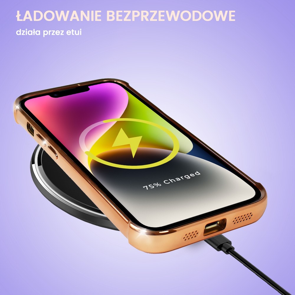 Etui do iPhone 14 Magsafe Luxury Anti-Shock Lens Protect, czerwone złoto