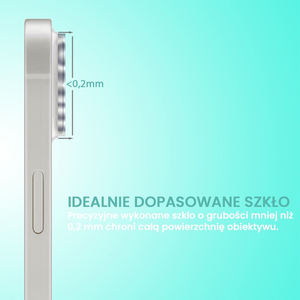 iPhone 14 pełne szkło hartowane na cały aparat z metalowymi pierścieniami, srebrne