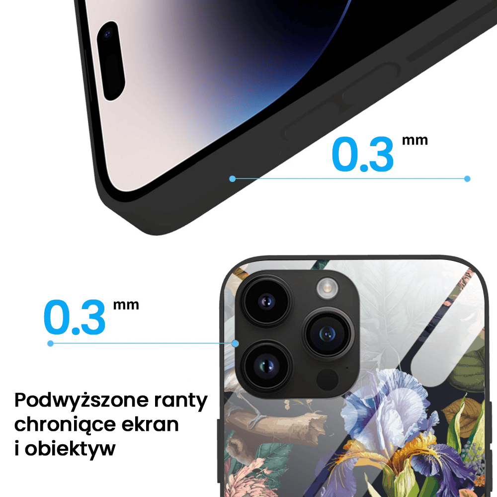 Etui do iPhone 12 Pro, Ibizu, szklany tył, symfonia natury, czarne