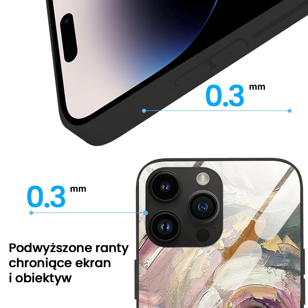 Etui do iPhone 12 Pro, Ibizu, szklany tył, namalowane róże, czarne