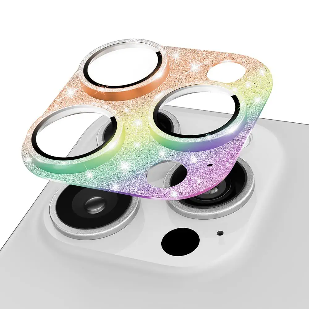 iPhone 14 Pro metalowa osłona na cały aparat, wbudowane szkła 9H, błyszczący kameleon