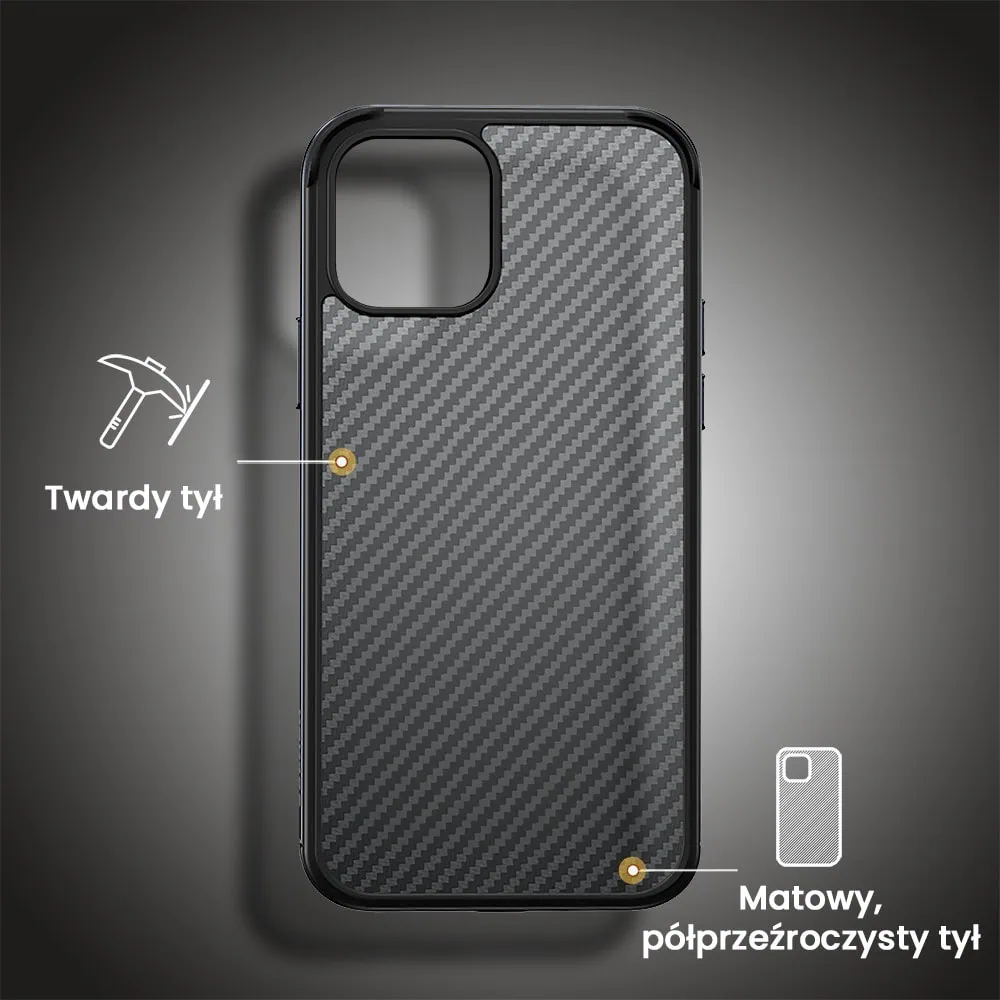 iPhone 14 Sulada Luxury Carbon Protect bumper, czarne