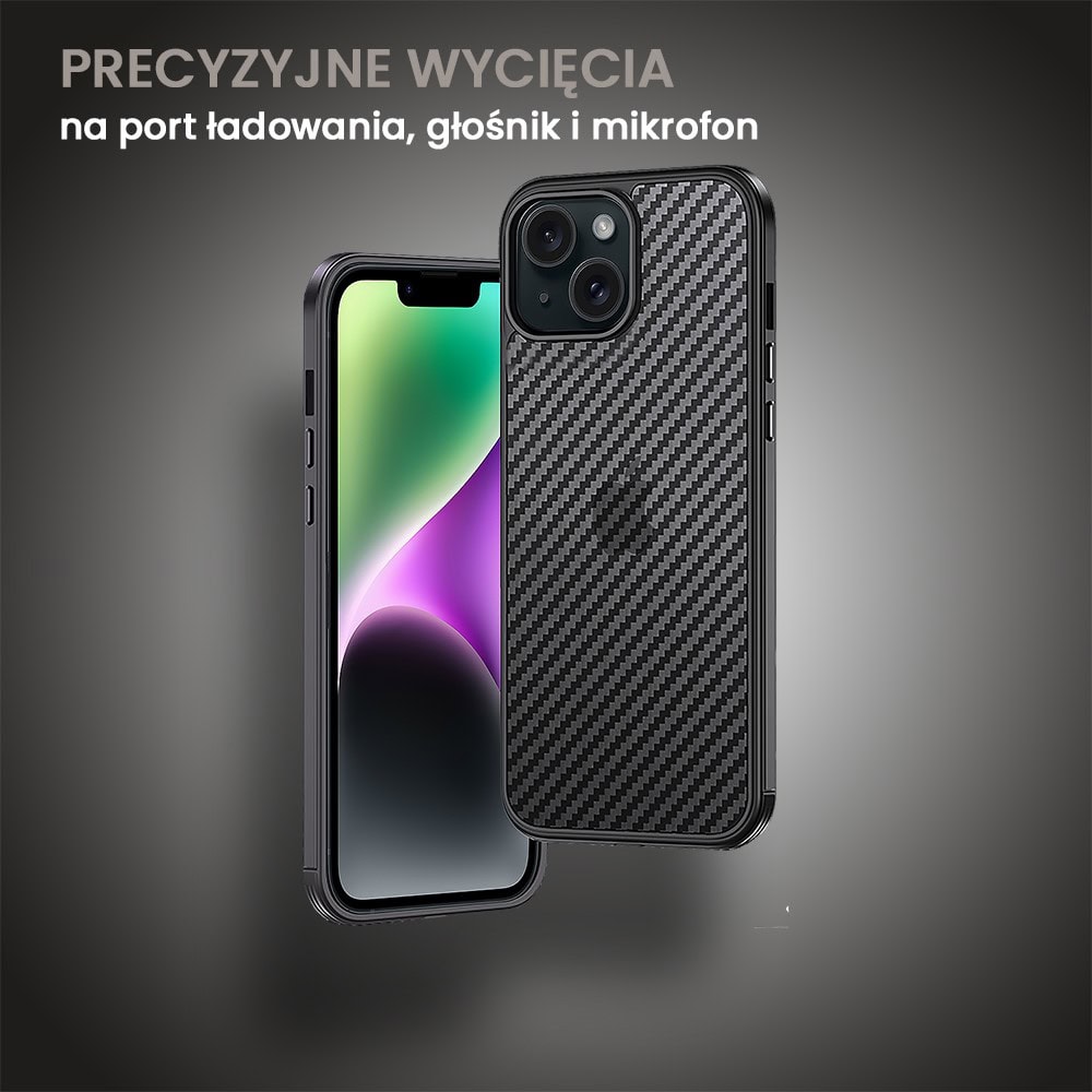 iPhone 14 Sulada Luxury Carbon Protect bumper, czarne