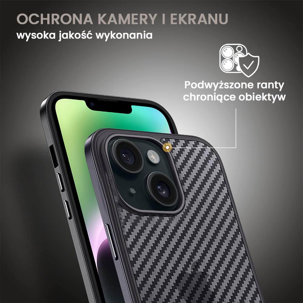 iPhone 14 Sulada Luxury Carbon Protect bumper, czarne