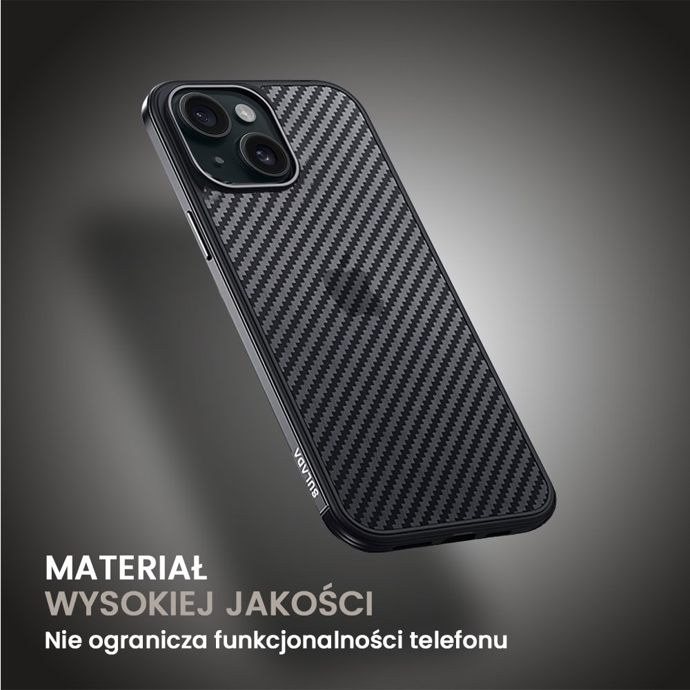 iPhone 14 Sulada Luxury Carbon Protect bumper, czarne