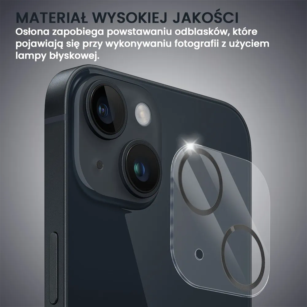 iPhone 13 pełne szkło hartowane na cały aparat z metalowymi pierścieniami, czarne