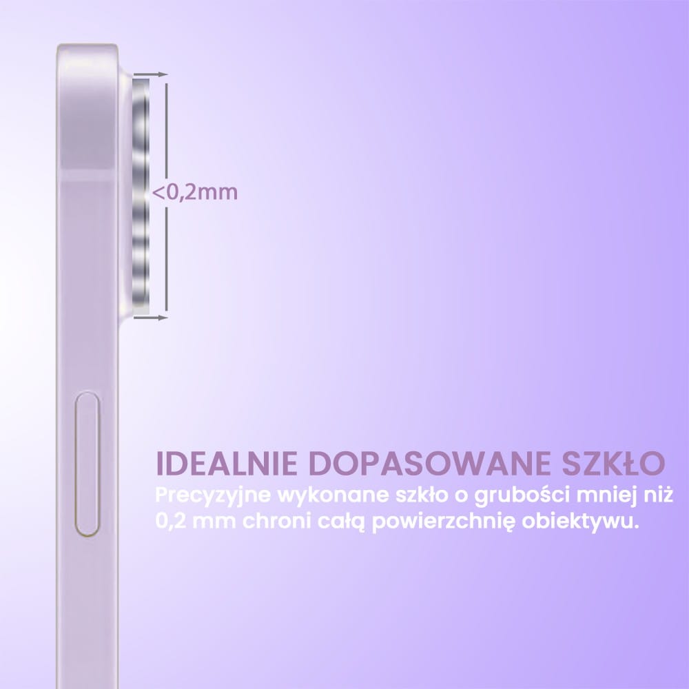 iPhone 14 pełne szkło hartowane na cały aparat z metalowymi pierścieniami, fioletowe