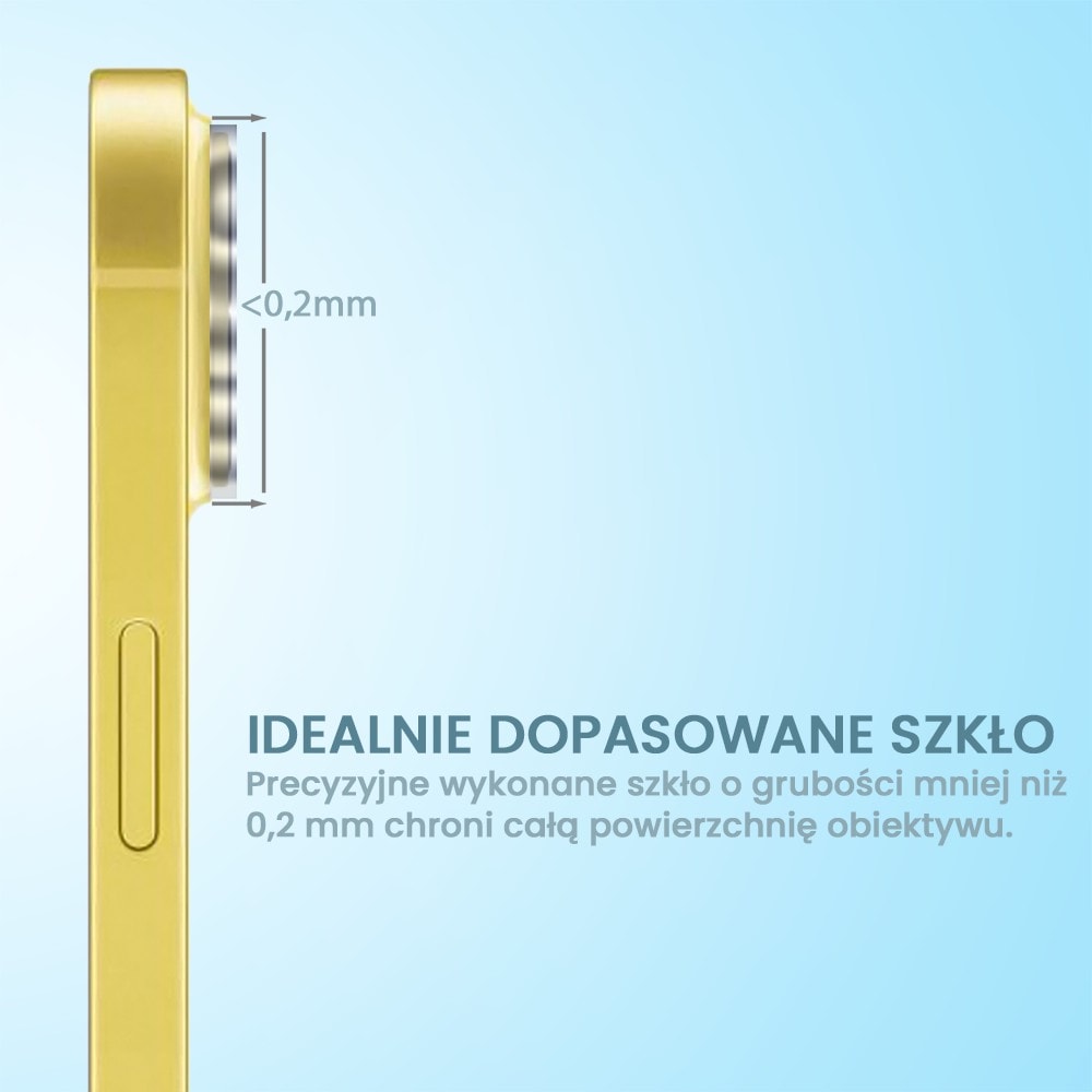 iPhone 14 pełne szkło hartowane na cały aparat z metalowymi pierścieniami, złote