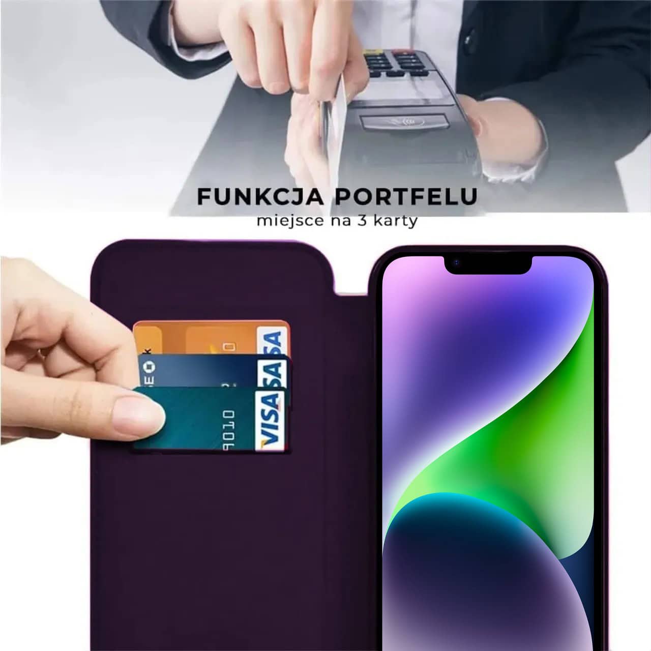 Etui do iPhone 14 typu książka Book Magsafe Lens Protect, z klapką, głęboka purpura