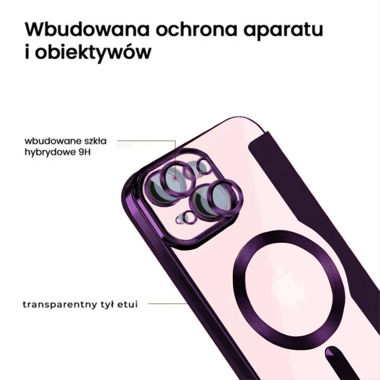 Etui do iPhone 15 typu książka Book Magsafe Lens Protect, z klapką, głęboka purpura