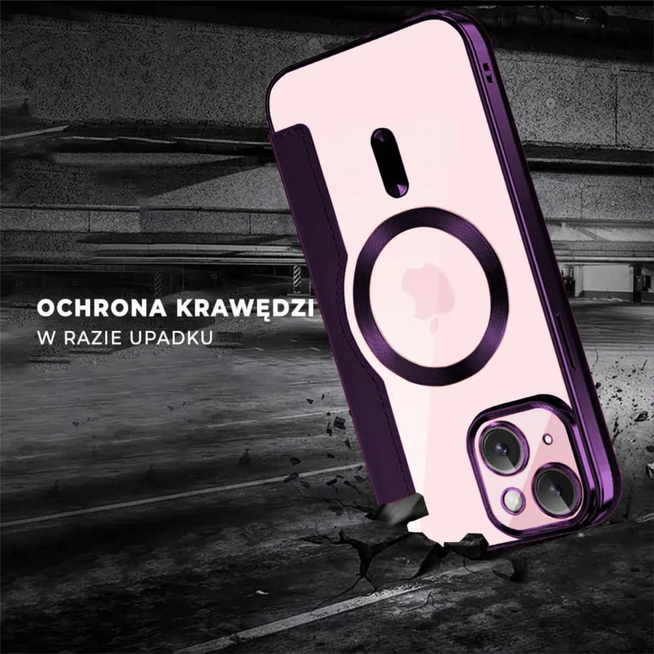 Etui do iPhone 15 typu książka Book Magsafe Lens Protect, z klapką, głęboka purpura