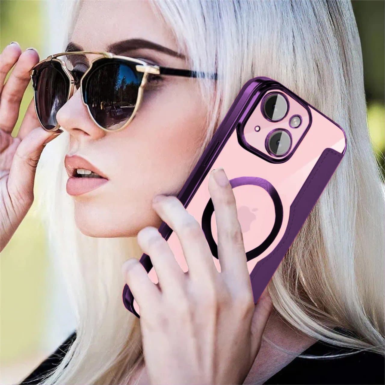 Etui do iPhone 15 typu książka Book Magsafe Lens Protect, z klapką, głęboka purpura