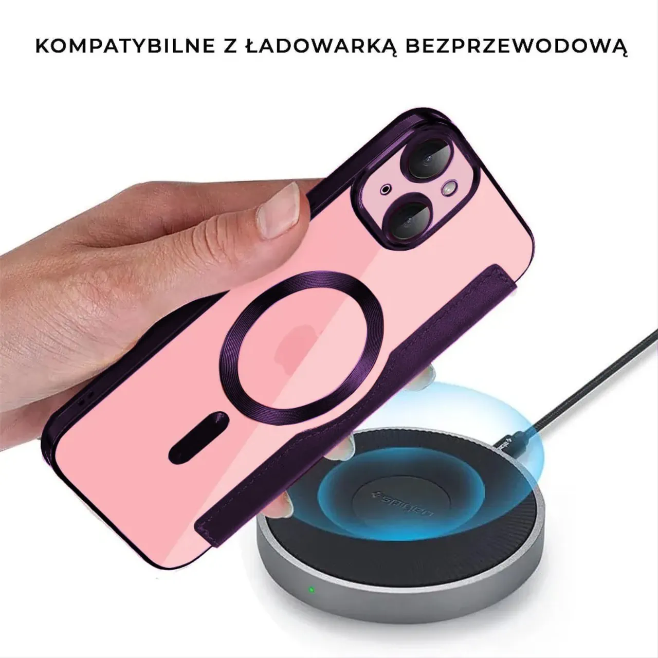 Etui do iPhone 15 typu książka Book Magsafe Lens Protect, z klapką, głęboka purpura