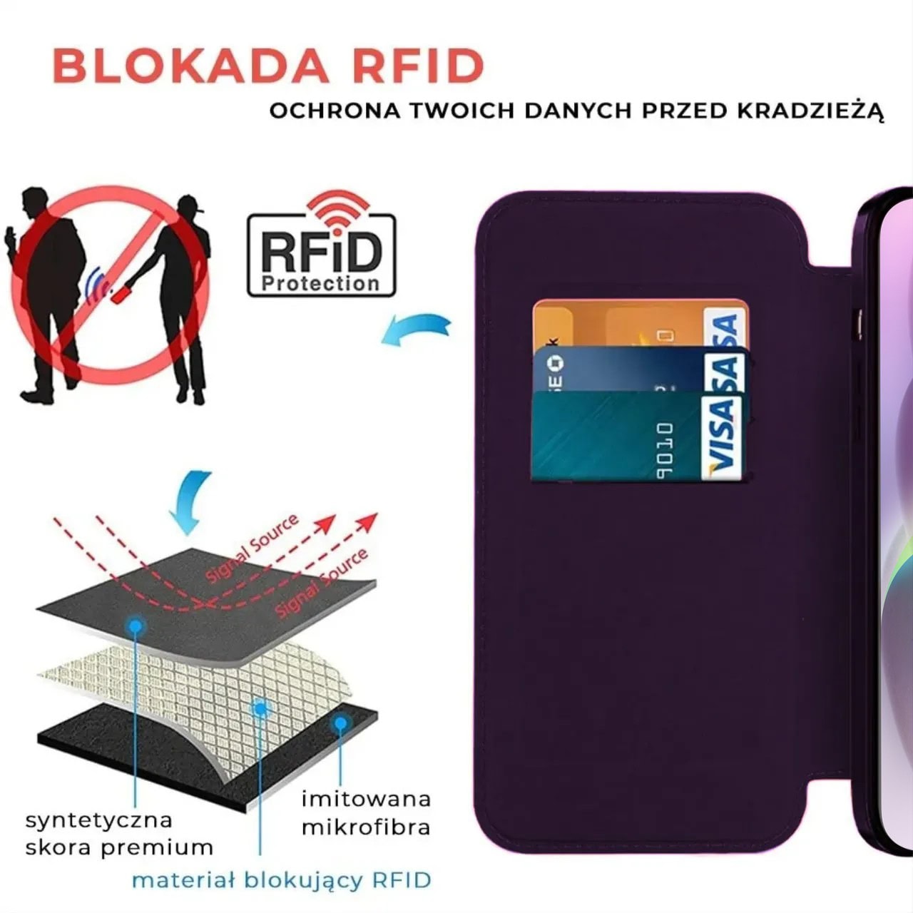 Etui do iPhone 14 typu książka Book Magsafe Lens Protect, z klapką, głęboka purpura