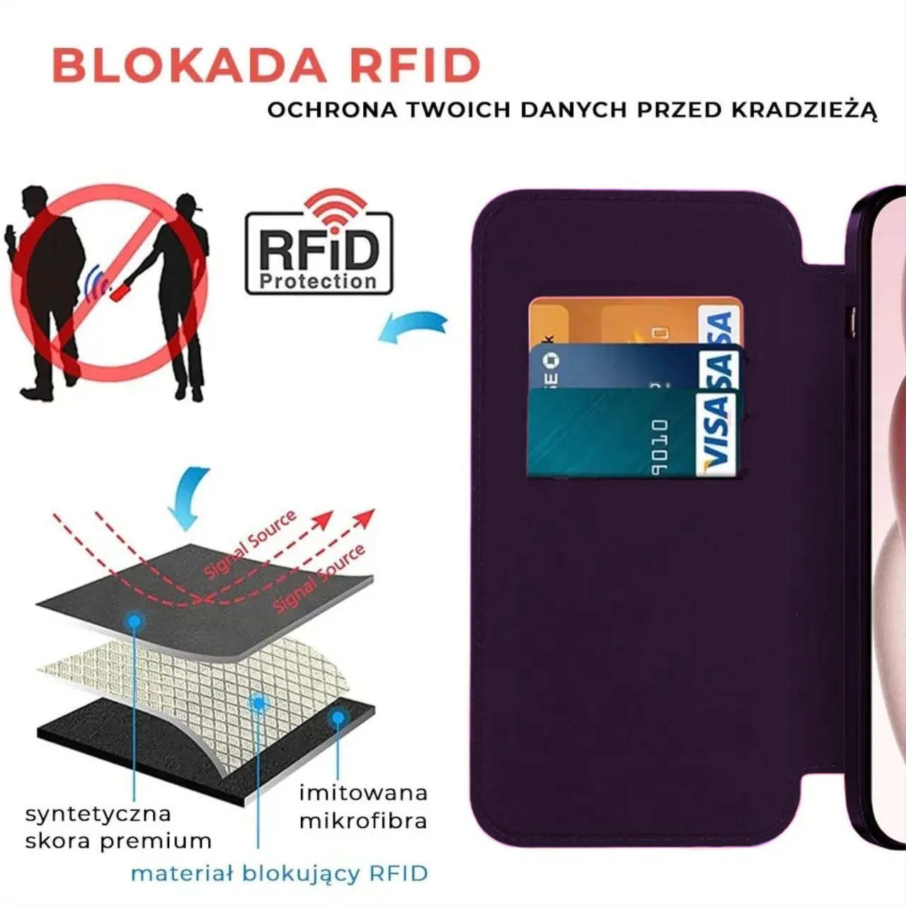 Etui do iPhone 15 typu książka Book Magsafe Lens Protect, z klapką, głęboka purpura