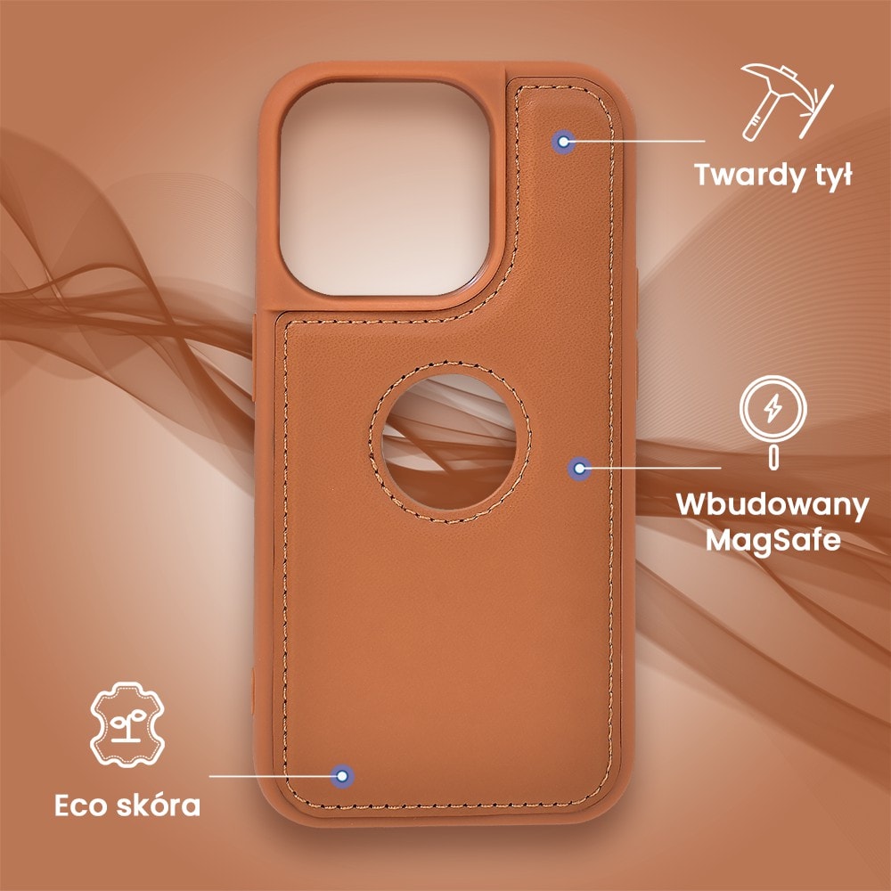 Etui do iPhone 15 Pro 2w1 Magsafe Double Wallet, zestaw etui oraz kabura ze smyczą, brązowe