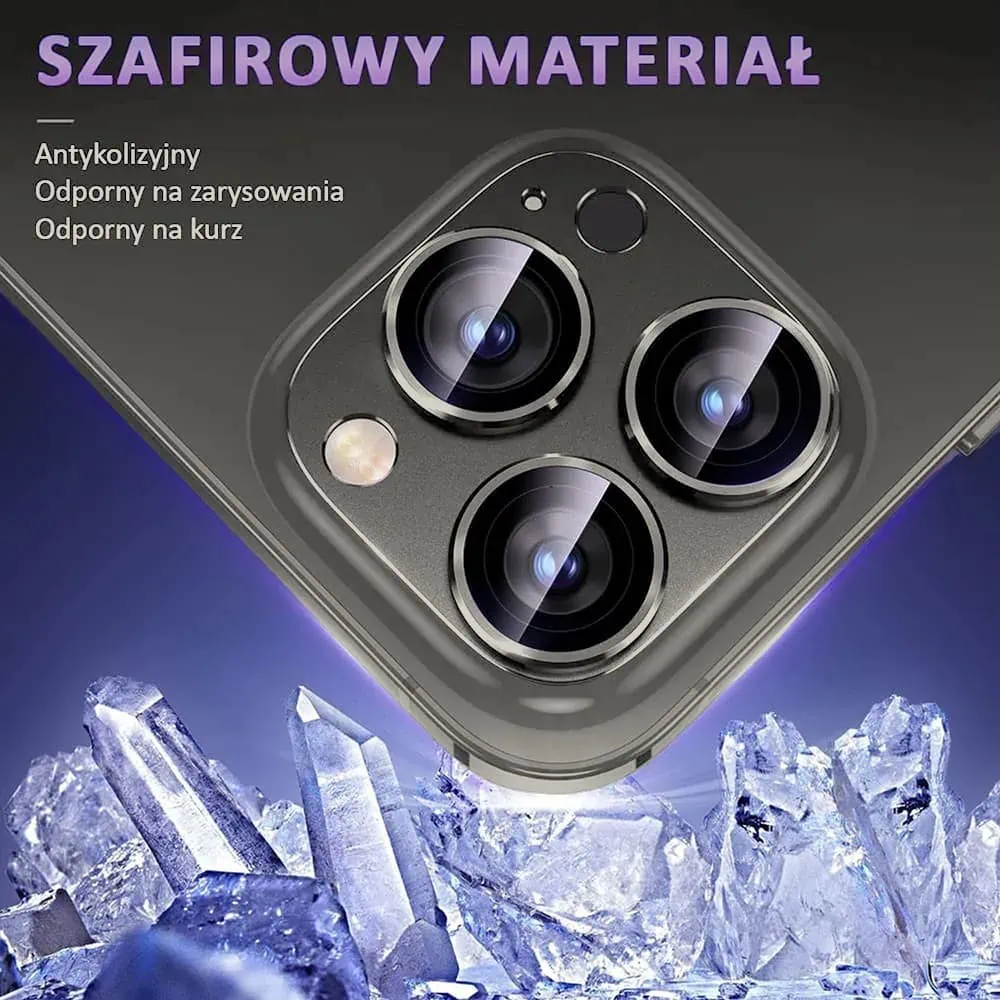 iPhone 15 Pro Max gładka metalowa osłona na cały aparat, wbudowane szkła 9H, tytanowa