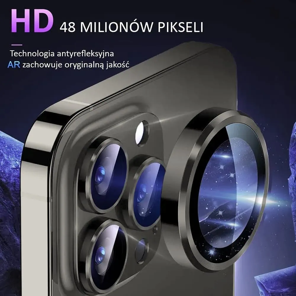 iPhone 15 Pro Max gładka metalowa osłona na cały aparat, wbudowane szkła 9H, tytanowa
