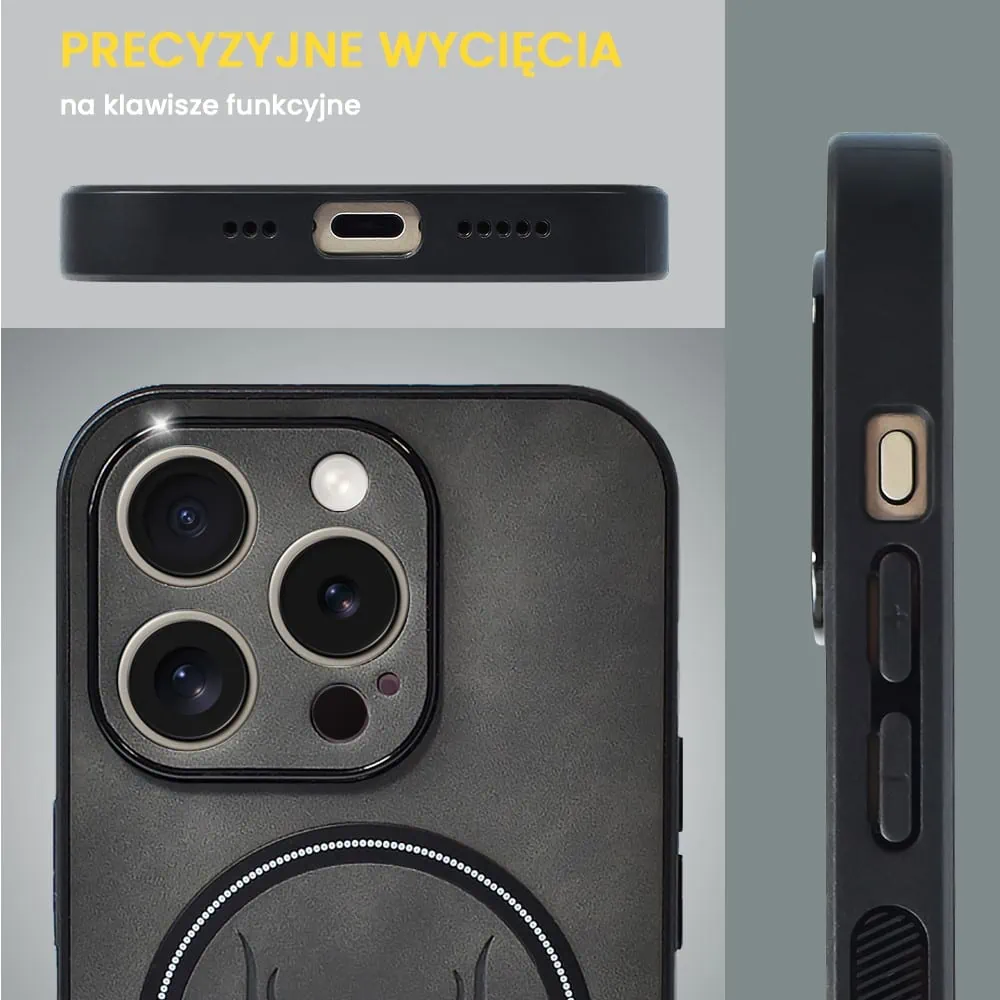 Etui do iPhone 15 Pro Max Alcantara Magsafe Cover, przyjemne w dotyku, czarne