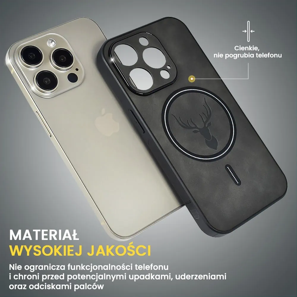 Etui do iPhone 15 Pro Max Alcantara Magsafe Cover, przyjemne w dotyku, czarne