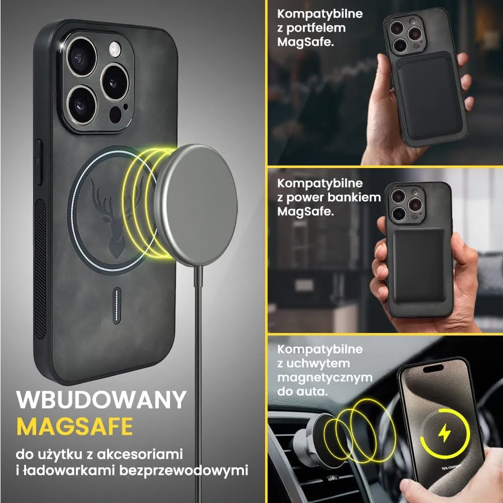 Etui do iPhone 15 Pro Max Alcantara Magsafe Cover, przyjemne w dotyku, czarne