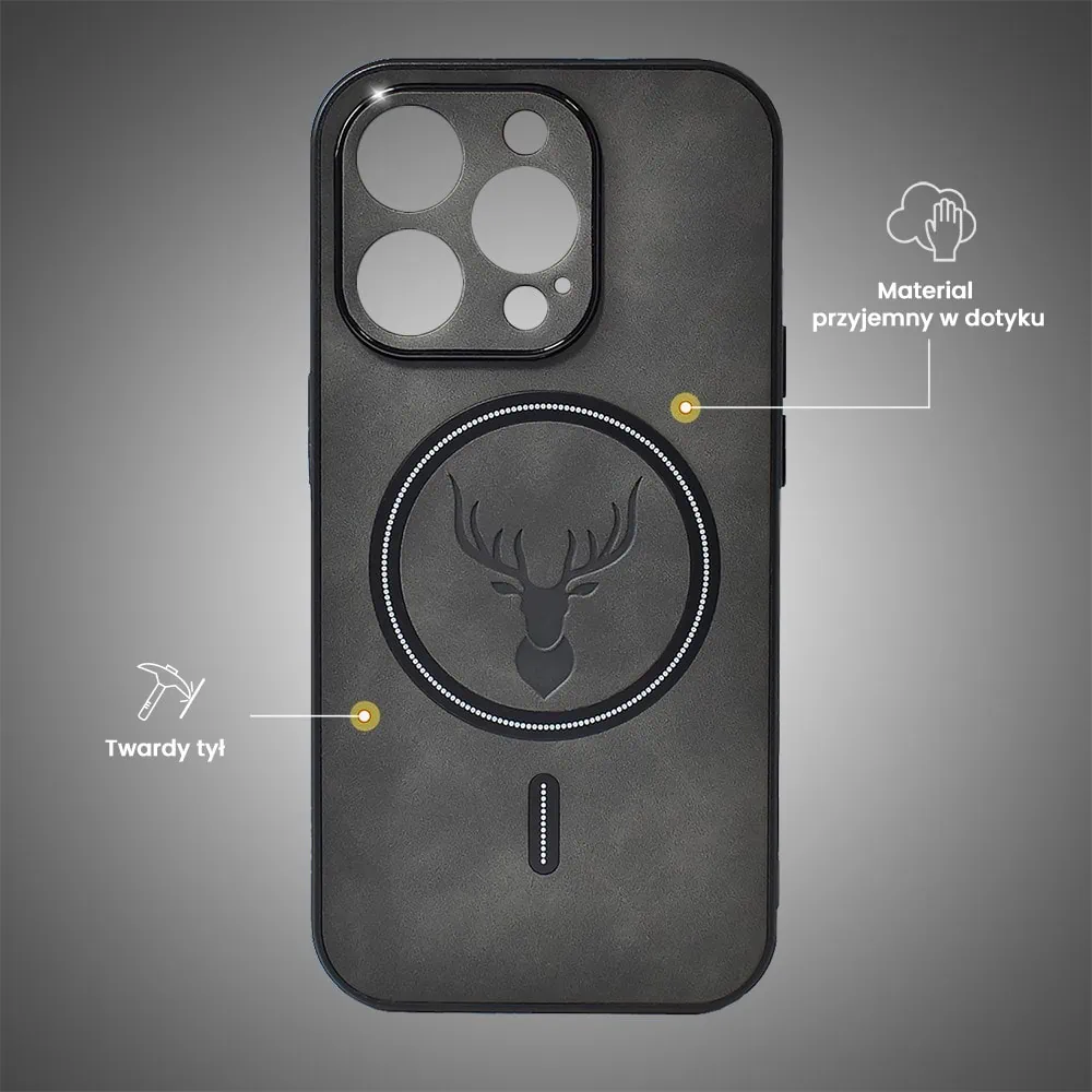 Etui do iPhone 15 Pro Max Alcantara Magsafe Cover, przyjemne w dotyku, czarne