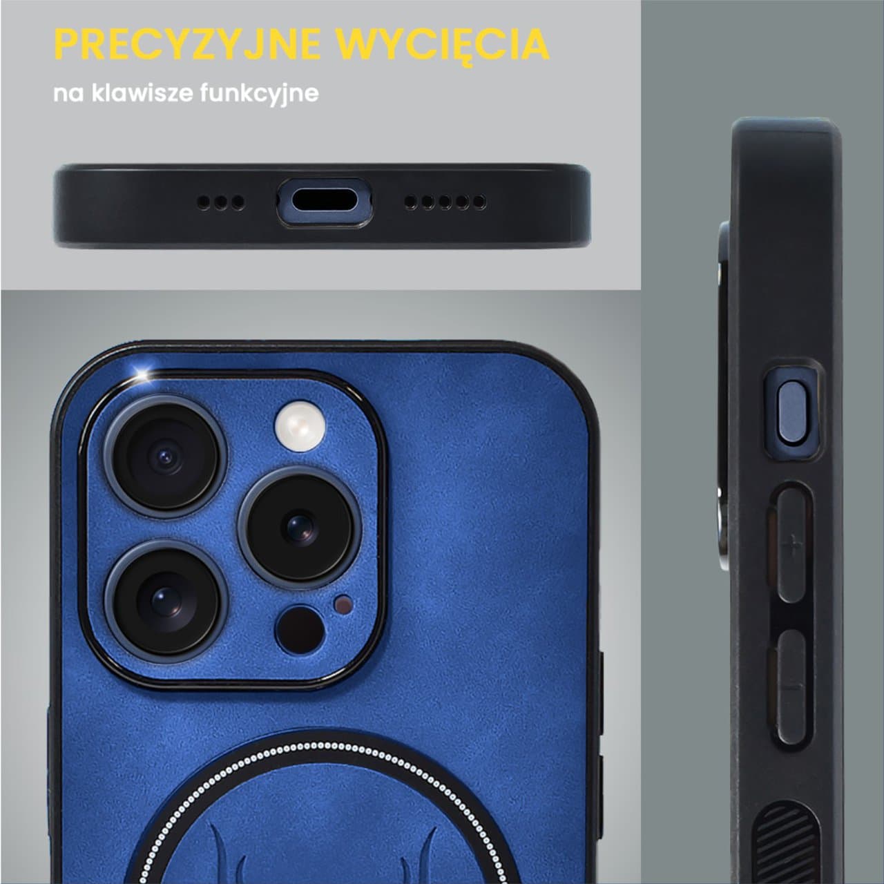 Etui do iPhone 15 Pro Alcantara Magsafe Cover, przyjemne w dotyku, niebieskie