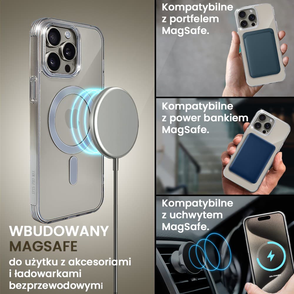 Etui do iPhone 15 Pro Magsafe Simple Color, szare