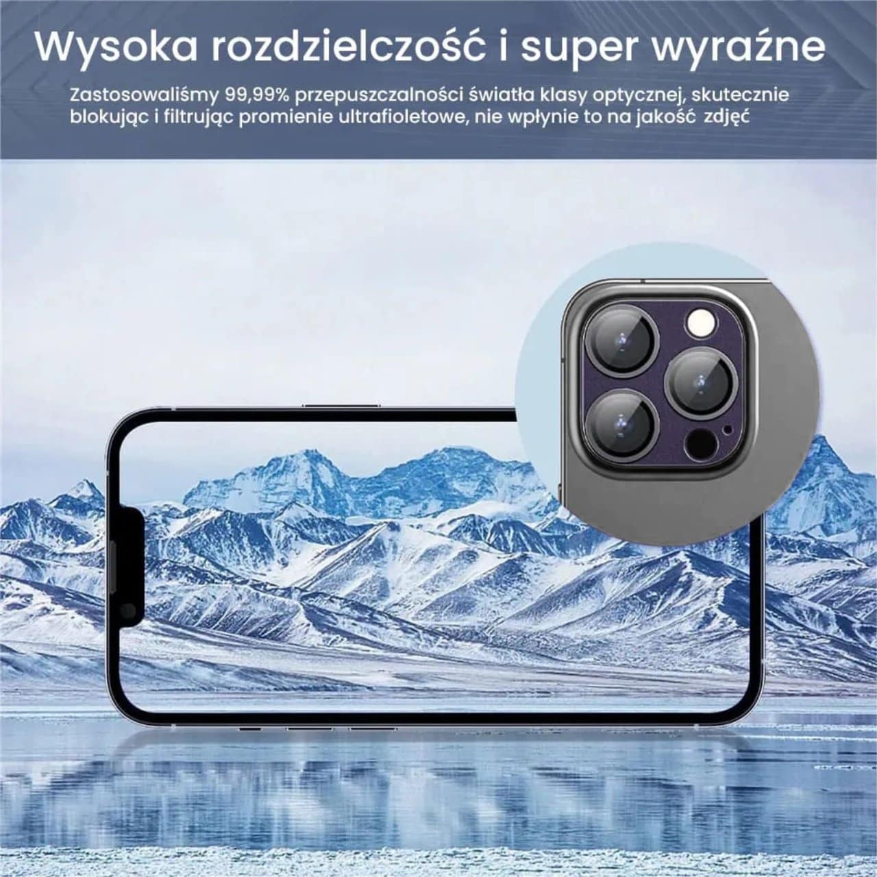 iPhone 15 Pro Max gładka metalowa osłona na cały aparat, wbudowane szkła 9H, purpurowa, fioletowa