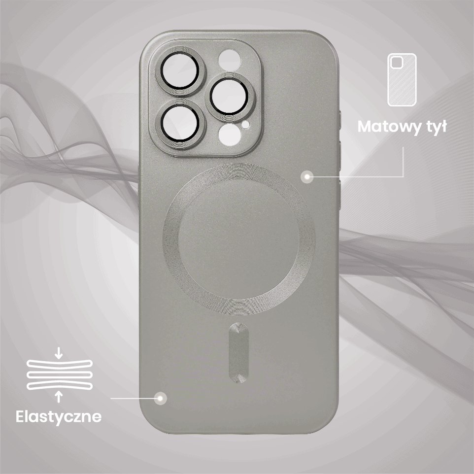 Etui do iPhone 15 Pro Max z Magsafe, cienkie, metaliczne, z osłoną aparatu, stalowe