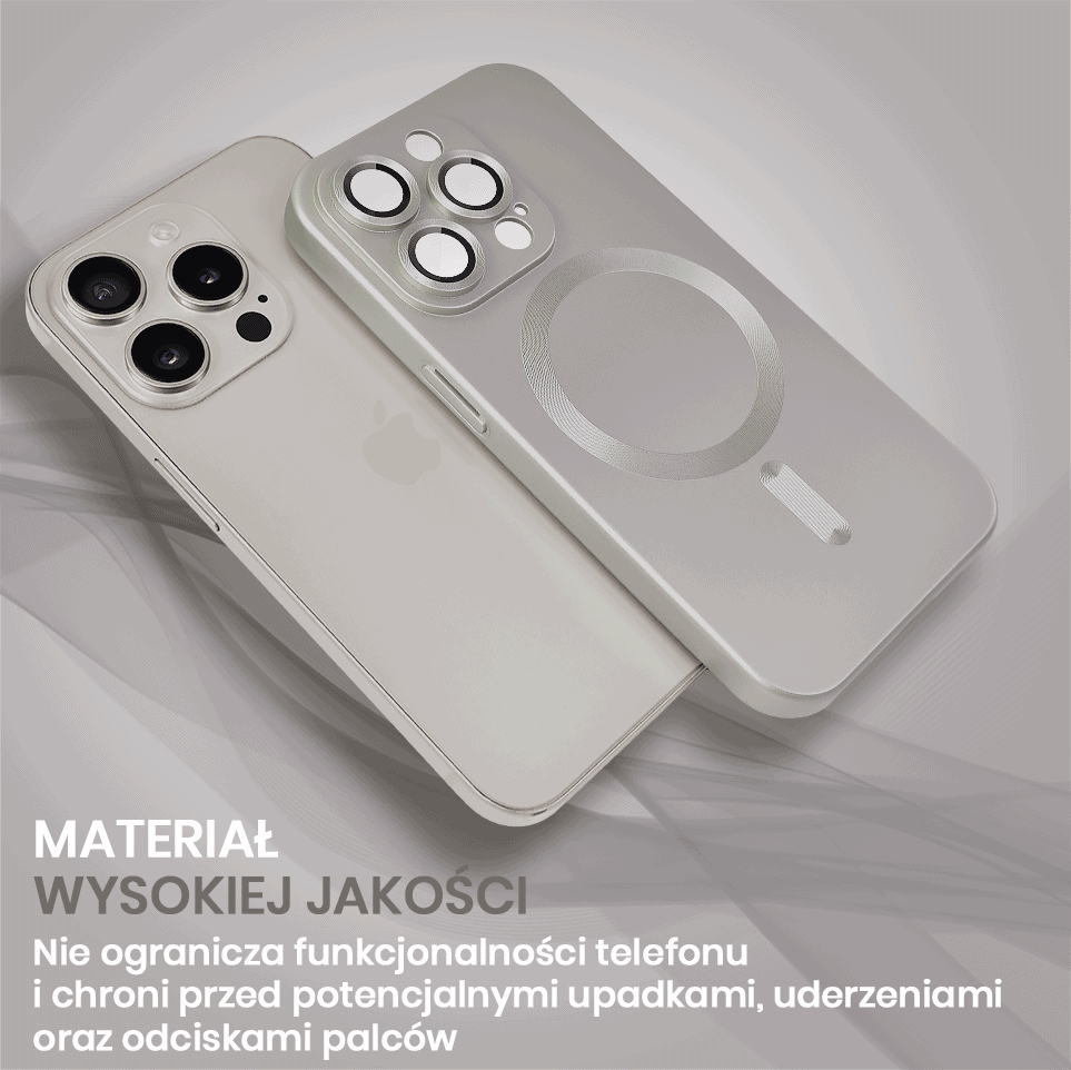 Etui do iPhone 15 Pro Max z Magsafe, cienkie, metaliczne, z osłoną aparatu, stalowe