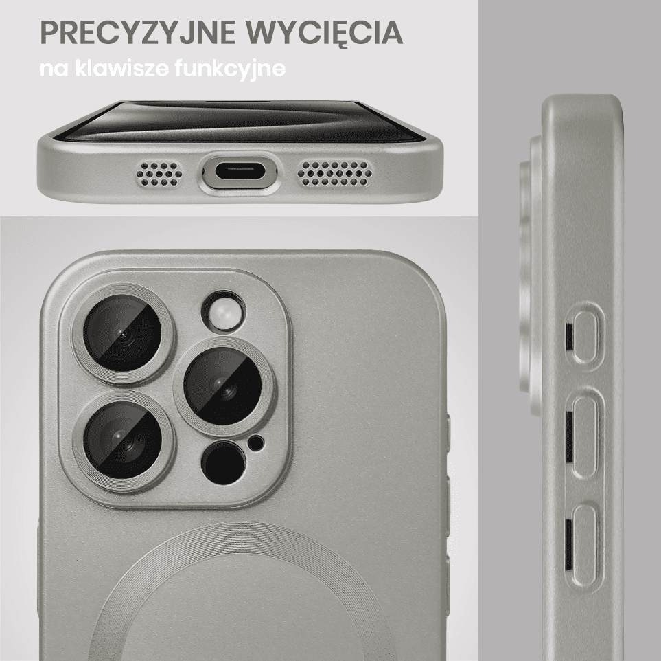 Etui do iPhone 15 Pro Max z Magsafe, cienkie, metaliczne, z osłoną aparatu, stalowe