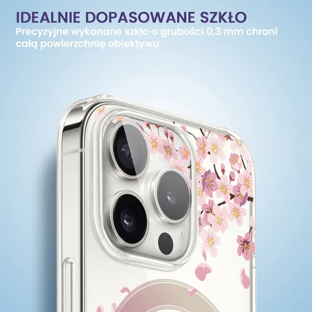iPhone 12 Pro pełne szkło hartowane na cały aparat, kamerę, kwiat wiśni