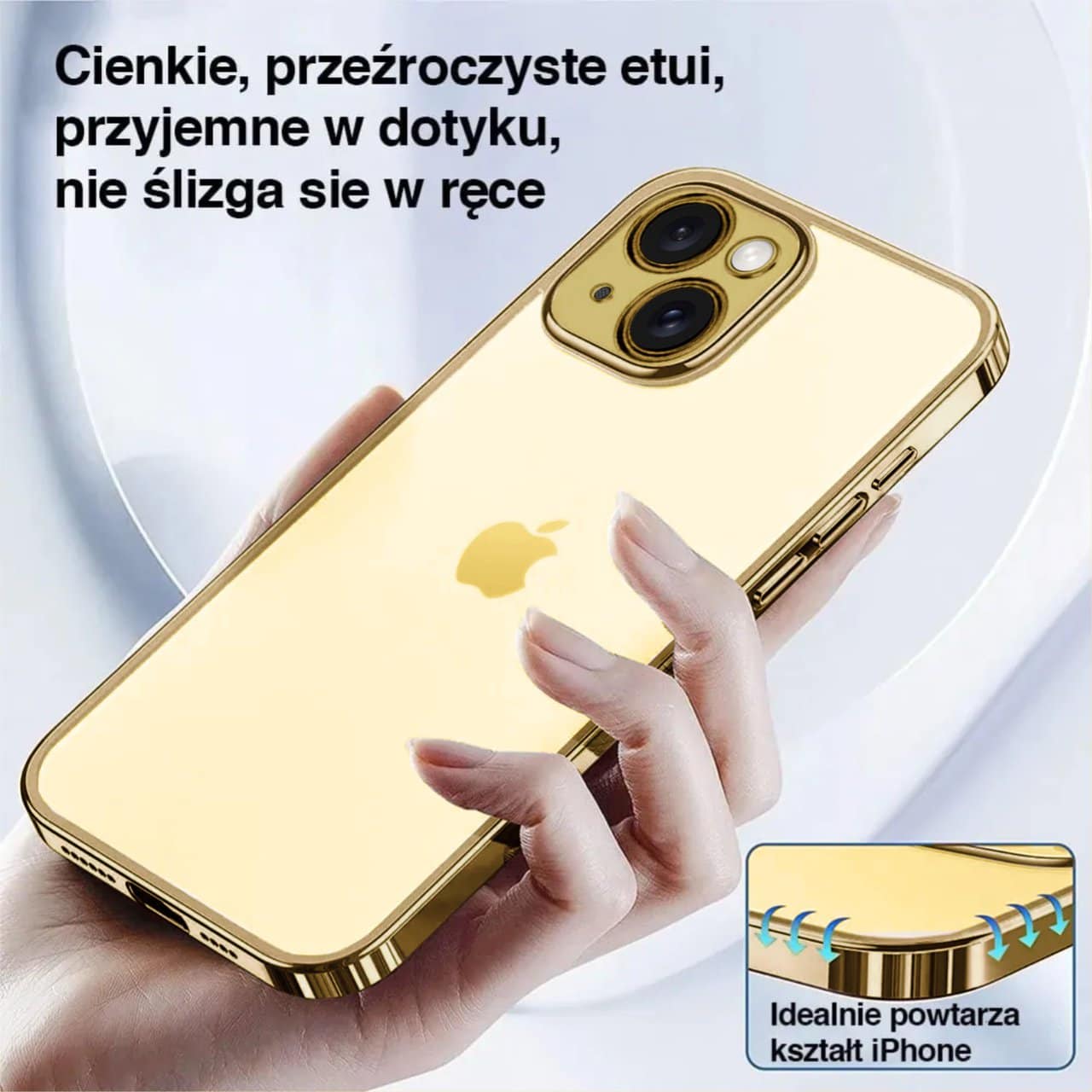 Etui do iPhone 15 Gold Edition przeźroczyste Sulada oryginal, złote