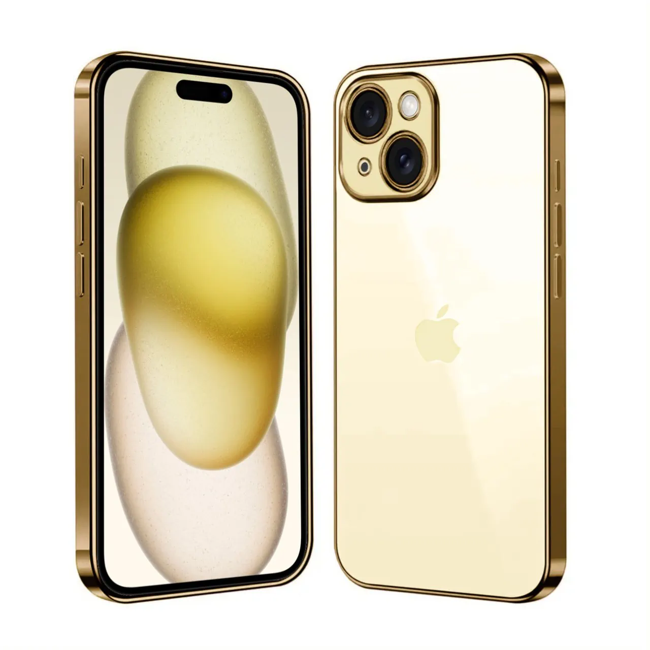 Etui do iPhone 15 Gold Edition przeźroczyste Sulada oryginal, złote