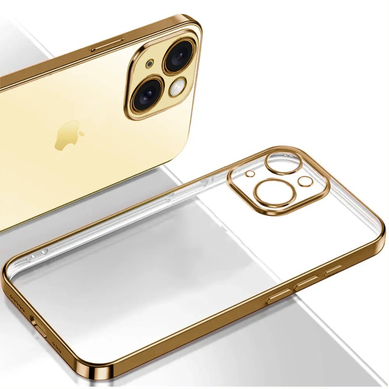 Etui do iPhone 15 Gold Edition przeźroczyste Sulada oryginal, złote