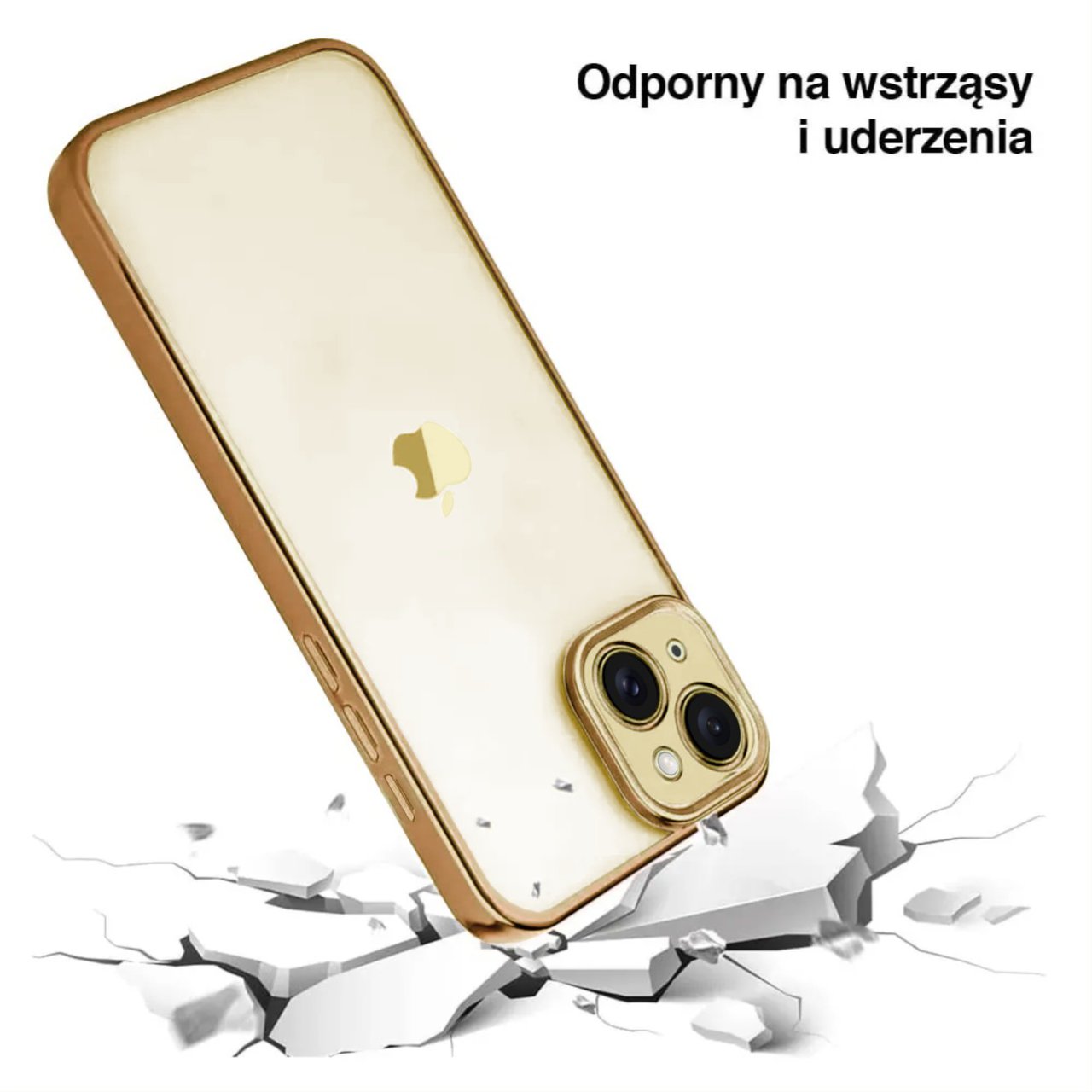 Etui do iPhone 15 Gold Edition przeźroczyste Sulada oryginal, złote