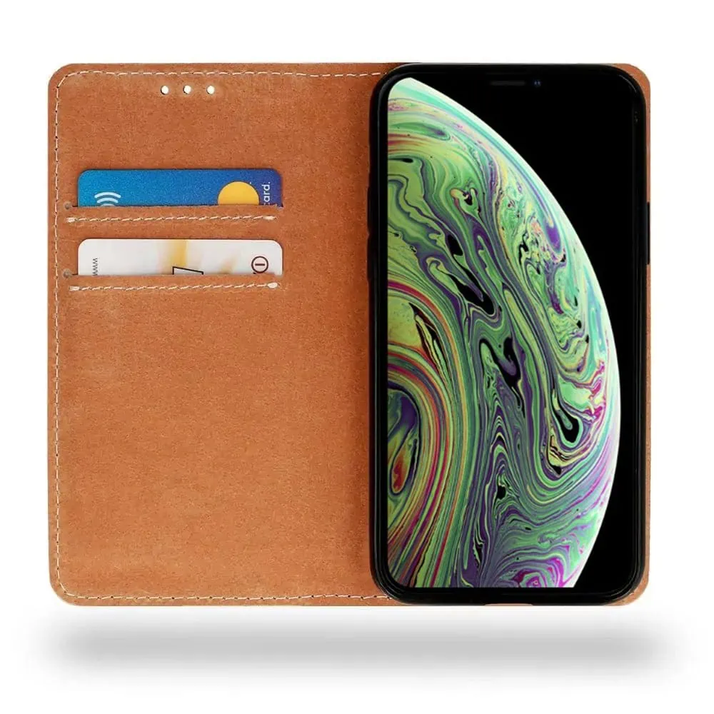 Etui do iPhone X/XS zamykane, eleganckie skórzane, czarne