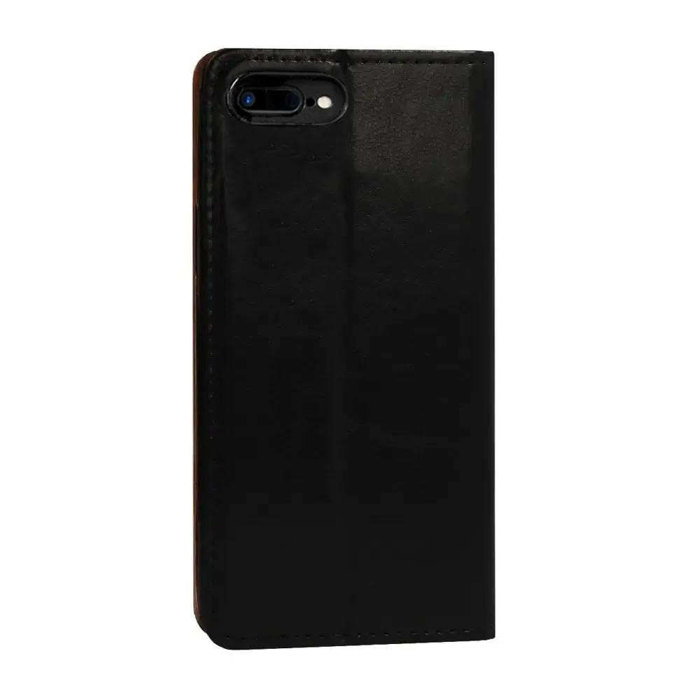 Etui do iPhone 7Plus/8Plus zamykane, eleganckie skórzane, czarne