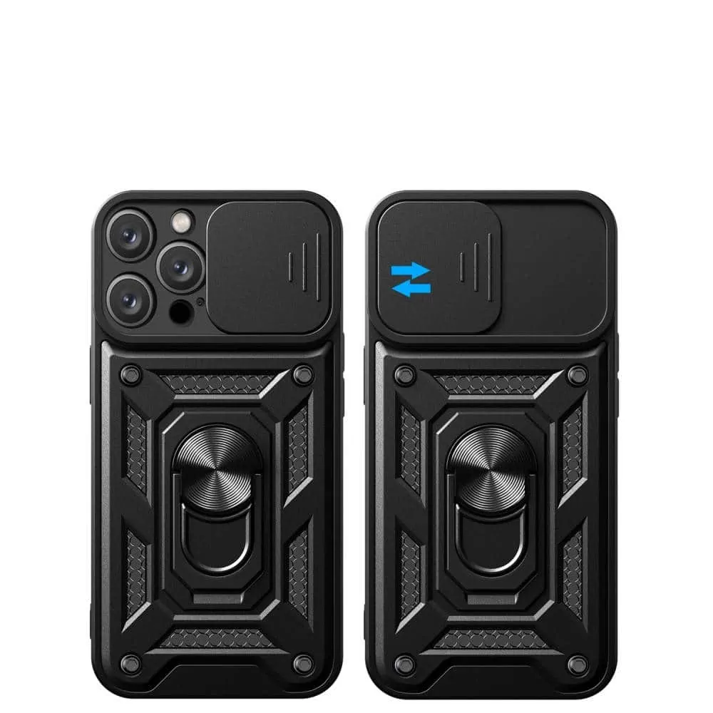 Etui do iPhone 14 Pro pancerne z magnetycznym uchwytem, osłona kamery, czarne