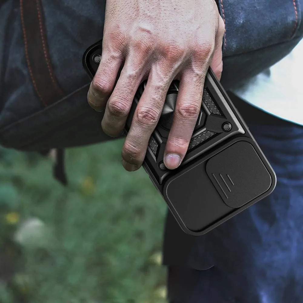 Etui do iPhone 14 Pro pancerne z magnetycznym uchwytem, osłona kamery, czarne