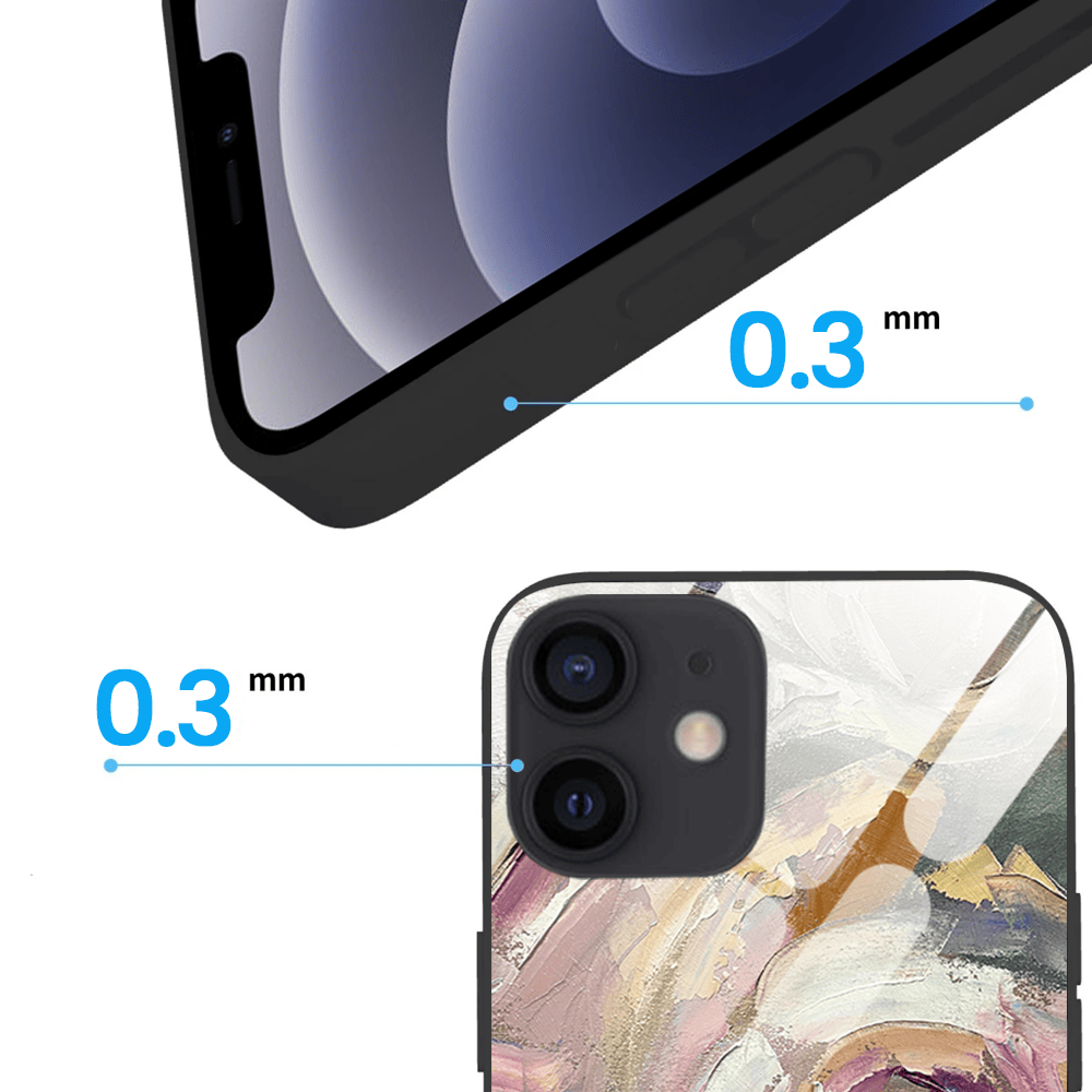 Etui do iPhone 12, Ibizu, szklany tył, namalowane róże, czarne