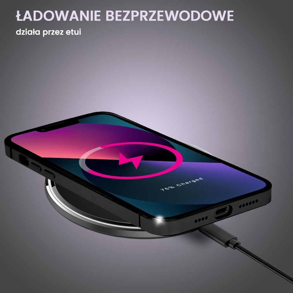 Etui do iPhone 13, Ibizu Elite Skin Cam Ring, krystalicznie czyste z metalową ramką, czarne z Magsafe