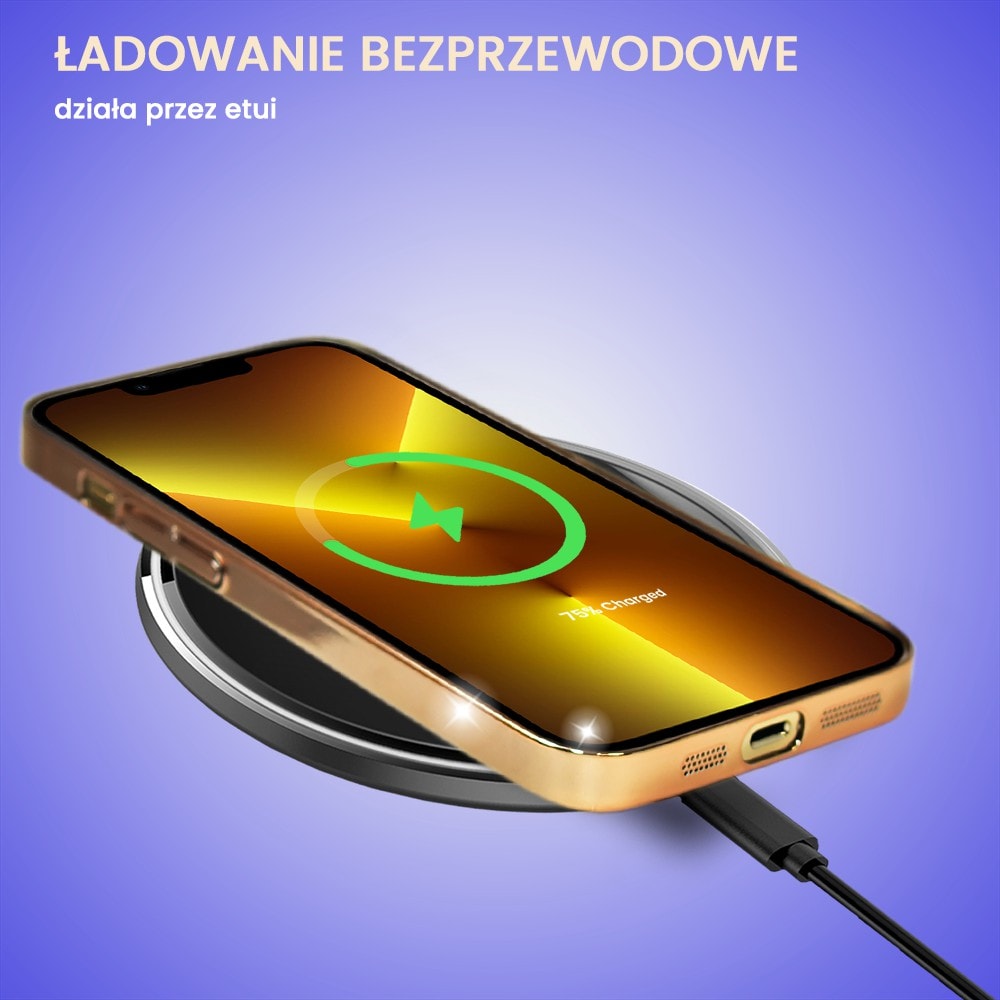 Etui do iPhone 13 Pro Max metalowa, złota osłona aparatu, krystaliczny tył, złota ramka