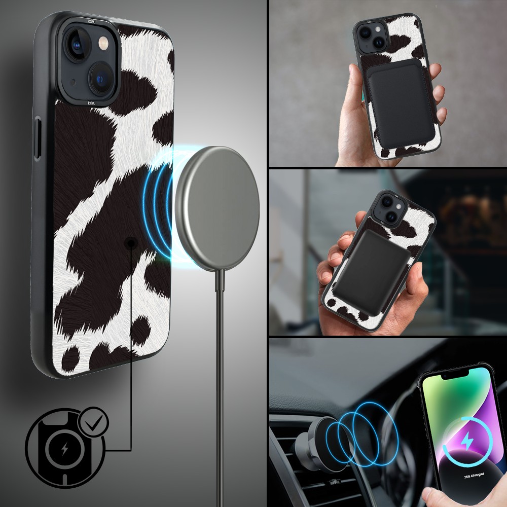Etui do iPhone 14 IBIZU DropGuard Matt z MagSafe, Zew Natury, Polska Krowa